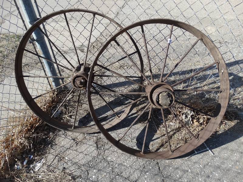 lot 442 image: 2 antique metal wheels