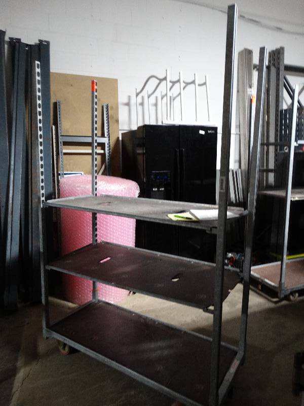 lot 4442 image: 3 shelf rolling rack- comes apart for storage