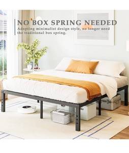 lot 32339 image: Queen Metal Bed Frame, 12 Inch Platform, Heavy Duty, Easy Assembly, No Box Spring Needed, Black