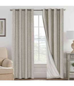 lot 32343 image: H.VERSAILTEX Linen Blackout Curtains 96 Inches, 100% Absolutely Blackout Thermal Insulated Textured Linen Look Curtain Draperies Anti-Rust Grommet with White Liner, 2 Panels, Stone