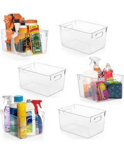 lot 32361 image: ClearSpace Clear Plastic Storage Bins �� Pantry Organizers & Storage Containers, Cabinet Organizer - Home Organization Must Haves for Kitchen, Laundry Room, Office, Closet, Garage & Freezer