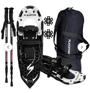 lot 32363 image: FLASHTEK 30 Inches Snowshoes for Men and Women Lightweight Snowshoes with Poles for Hiking Heel Lift Riser for Mountaineering