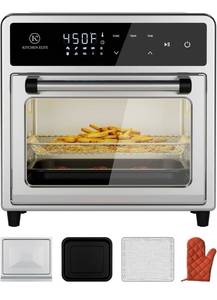 lot 32365 image: Air Fryer Toaster Oven Combo,10-in-1 12.6QT Compact Countertop Oven,9 Touch Screen Presets & 1 DIY Function,Easy Digital Controls,4 Accessories Included,Stainless Steel,Kitchen Elite