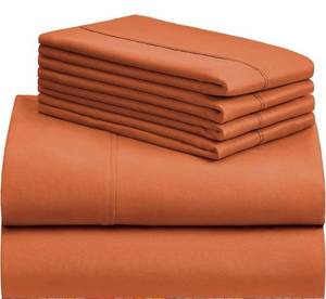 lot 32369 image: LuxClub 6 PC King Sheet Set, Breathable Luxury Bed Sheets, Deep Pockets 18 Wrinkle Free Cooling Bed Sheets Machine Washable Hotel Bedding Silky Soft - Autumn Orange King