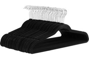 lot 32373 image: Amazon Basics Slim Velvet, Non-Slip Suit Clothes Hangers, Pack of 29, BlackSilver