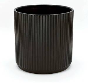 lot 32378 image: Fluted Ceramic Planter, 8-Inch, Black