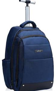 lot 32383 image: lychee Rolling Backpack-Adult Business Laptop Backpack with Wheels-18 inch Invisible Shoulder Strap Waterproof Backpack with Roller-Trolley Suitcase Travel Bag,Blue