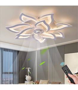 lot 32398 image: Modern Ceiling Fans with Lights,Flush Mount Ceiling Fan with Remote App Control,Dimmable LED Low Profile Ceiling Fan with 6 Speeds for Bedroom,Dining Room,Kitchen.White,120V