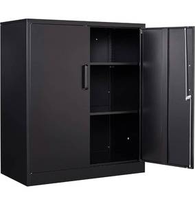 lot 32399 image: Metal Storage Cabinet Locked Steel Cabinet with 2 Adjustable Shelves,Office Cabinet Locking Tool Cabinets,Kitchen Storage Cabinet metal locker Small Counter Height Storage Cabinet Cupboard 36H