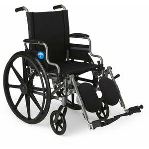 lot 32411 image: Medline Basic Lightweight Wheelchair with Swing-Back Desk-Length Arms & Elevated Legrests 16 x18 Seat Supports up to 300 lbs Black