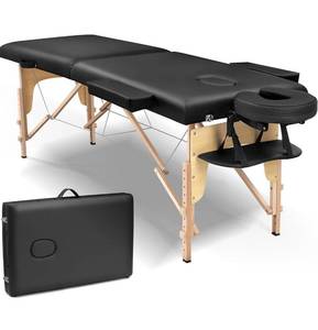 lot 32412 image: Massage Table Portable Lash Bed Folding Physical Therapy Table - Professional Spa Bed for Home - Black