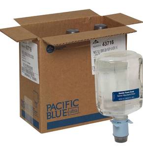 lot 32417 image: Pacific Blue Ultra Gentle Foam Hand Soap Refill (43716), Compatible Only With Pacific Blue Ultra Automated Touchless Dispenser, Dye and Fragrance Free, 40.5 FL OZ Per Refill, 3 Refills Per Case