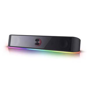 lot 1879 image: Redragon GS560 RGB Desktop Soundbar, 2.0 Channel Computer Speaker with Dynamic Lighting Bar Audio Light SyncDisplay, Touch Control Backlit with Volume Knob, USB Powered w 3.5mm Cable, Black