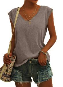 lot 28877 image: Langwyqu Womens Cap Sleeve T Shirt Casual Loose Fit Tank Tops M