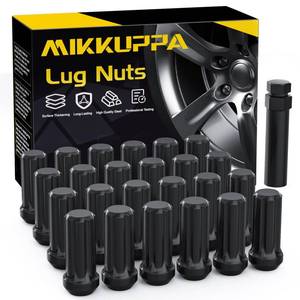 lot 28884 image: MIKKUPPA M14x1.5 Lug Nuts Black   24PCS Spline Large Acorn Seat Lug Nuts Replacement for 1999 2022 Chevrolet Silverado 1500, 2012 2022 Chevy Suburban, 2018 2022 Traverse Aftermarket Wheels Lug Nut