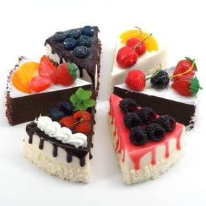 lot 28885 image: GiftYou 6 Pack Faux Slice Cake   Artificial Desserts Replica for Kitchen and Bakery Shop Display (Multi)