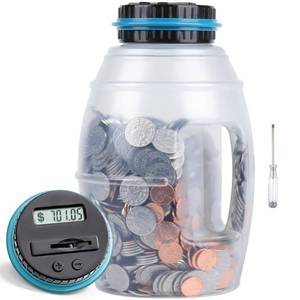 lot 28886 image: X Large Piggy Bank for Boys Adults, Vcertcpl Digital Coin Counting Bank with LCD Counter, 2.8L Capacity Coin Bank Money Jar for Adults, Designed for All US Coins (Blue, X Large)