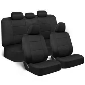 lot 28888 image: BDK PolyPro Seat Covers Full Set in Solid Black � Front and Rear Split Bench Covers, Easy to Install for Auto Trucks Van SUV Car