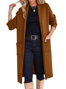 lot 28899 image: ANRABESS Womens Cardigan Long Sweater Oversized Open Front Knit Duster Coat 2024 Trendy Lady Fall Coatigan Outerwear 934hongzong XL Caramel