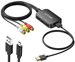 lot 28903 image: RCA to HDMI Converter,Viagkiki AV to HDMI Adapter,RCA to HDMI Composite Audio Video Converter for PS1, PS2, PS3, STB, Xbox, VHS, VCR,Black Ray DVD Players(HDMI Cable Included)