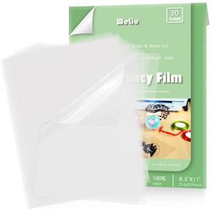 lot 28908 image: Weliu Transparency Film for Inkjet Printers 30 Sheets Transparency Paper Sheets for Overhead Projector 100% Clear 8.5 x 11 Inches