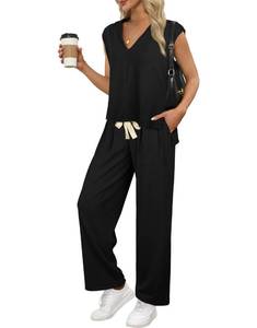 lot 28936 image: XIEERDUO Summer Outfits For Women 2 Piece Sets Conjuntos De 2 Piezas Para Mujer Black XL
