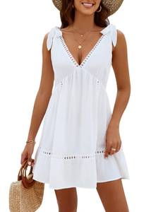 lot 28952 image: Blooming Jelly Womens Bathing Suit Cover Up Swim Cover Ups Beach Dresses Eyelet Swimsuit Coverups (L, White)