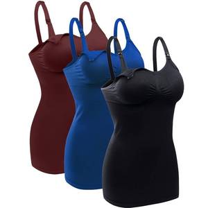 lot 28981 image: Womens Nursing Tank Tops Built in Bra for Breastfeeding Maternity Camisole Brasieres Color Black Blue Wine L