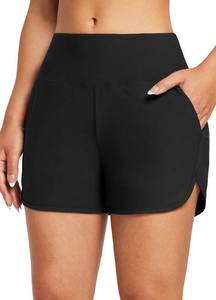 lot 29010 image: BALEAF Womens 5 Swim Board Shorts Bottoms Tummy Control Modest Swimsuits Bathing Suit Beach Trunks with Pockets Black Leaf M