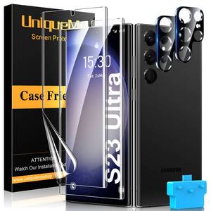 lot 29017 image: UniqueMe 221Pack Compatible for Samsung Galaxy S23 Ultra 6.8 inch Screen Protector Flexible TPU, Camera Lens Protector with Installation Frame, 24h Scratch Self Healing