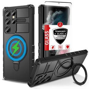 lot 29018 image: IYTRRYH for Magnetic Samsung Galaxy S22 Ultra Case Compatible with MagSafe Galaxy S22Ultra Case with Screen Protector,Built in Stand Military Grade Drop Protection Shockproof GalaxyS22Ultra Case Black