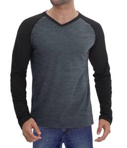 lot 29031 image: Decrum Grey & Black V Neck T Shirts Men   Raglan Sleeve Mens Baseball Shirt 40031056 (N)  Grey&Blk Rgln V Neck, 2XL