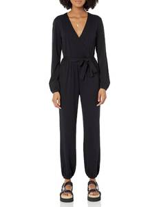 lot 29036 image: Amazon Essentials Womens Knit Surplice Jumpsuit (Available in Plus Size), Black, Small