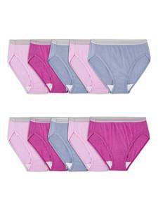 lot 29041 image: Fruit of the Loom Womens Eversoft Cotton Brief Underwear, Tag Free & Breathable, Available in Plus Size, Hi Cut Blend 10 Pack Colors May Vary, 7