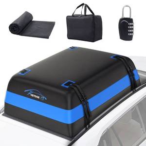 lot 29057 image: Vetoos 21 Cubic Feet Car Rooftop Cargo Carrier Bag, Soft Roof Top Luggage Bag for All Vechicles withwithout Racks   with Waterproof Zip, Anti Slip Mat, Door Hooks, Luggage Lock, Storage Bag