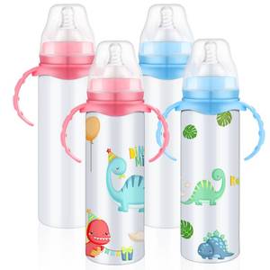lot 29058 image: TrelaCo 4 Pcs Sublimation Baby Bottle Sublimation Sippy Cups with Handle 8 oz Sublimation Blank Kids Stainless Steel Tumblers Insulated Toddler Water Sublimation Cups