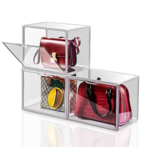 lot 29059 image: starogegc 3Pack Clear Plastic Handbag Storage Organizer for Closet, Acrylic Display Case for Handbag and Purse, Purse Organizer for Closet with Magnetic Lid for Book, Toys, Hat