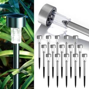 lot 29060 image: GIGALUMI Solar Lights Outdoor Waterproof,16 Pack Stainless Steel LED Solar Garden Lights for Patio, Lawn, Yard and Landscape(Cold White)