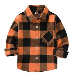 lot 29648 image: Kids Little Boys Girls Baby Long Sleeve Button Down Red Plaid Flannel Shirt Plaid Girl Boy NB 6T(12 18 Months, Orange)