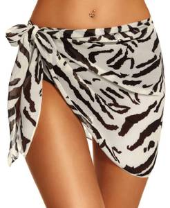 lot 29657 image: Women Sarong Swimsuit Cover ups Short Beach Wrap Sheer Bikini Chiffon Swimwear Bathing Scarf(Zebra,S)