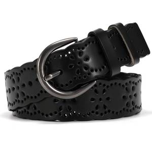 lot 29659 image: XZQTIVE Women Plus Size Leather Belt for Jeans Dresses Pants Hollow Flower Waist Belts with Solid Pin Buckle