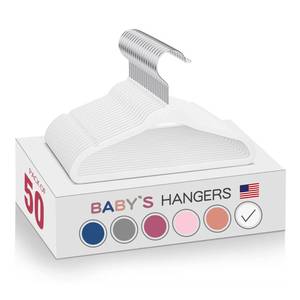 lot 29665 image: MOERKADA Kids Velvet Hangers 50pack 11 inch Non Slip Baby Hangers, Space Saving Kids Coat Hangers   360° Swivel Hook, Strong & Durable InfantToddler White Hangers
