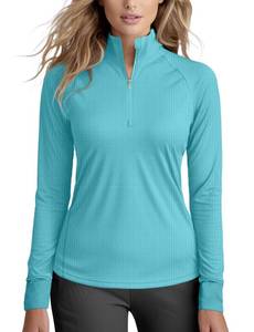 lot 29675 image: Quarter Zip Women Running Pullover(Aqua Blue,S)