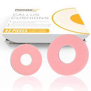 lot 29678 image: 42 Piece Large Variety Pack Callus Cushion Foam Pads for Feet, Toes, Heel or Side of Foot. (42 Pieces) Big and Small Performance Grade