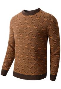 lot 29679 image: zhilifs Mens Retro Argyle Sweater Long Sleeve Slim Fit Crewneck Pullover Sweater_Black and white 2_X Large