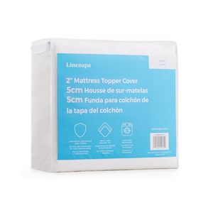 lot 29682 image: Linenspa 2 Inch Mattress Topper  Cover King �Cover Only �Machine Washable � Breathable � Non Slip �Cover for Mattress Topper with Zipper � Topper  Cover Only, White