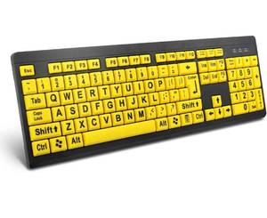 lot 29685 image: Large Print Computer Keyboard, Wired USB High Contrast Keyboard with Oversized Print Letters for Visually Impaired Low Vision Indivi