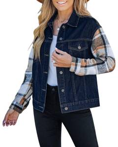 lot 29694 image: luvamia Jean Jackets For Women Fashion Black Button Up Shirt Women Denim Shirt Women Flannel Jacket Women Plaid Jackets For Women Spring Fashion Clothing For Women 2023 Size Small Size 4 6