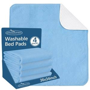lot 29700 image: Waterproof Incontinence Bed Pads 34 x 36 (Pack of 4), Washable Underpad Chuck Pads for Bed, Reusable Pee Pads for Adults, Elderly, Kids, Toddler and Pets, Blue