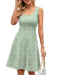 lot 29704 image: Sundresses for Women Summer Print Floral Wide Strap Scoop Neck A line Dress Flower 82 Medium